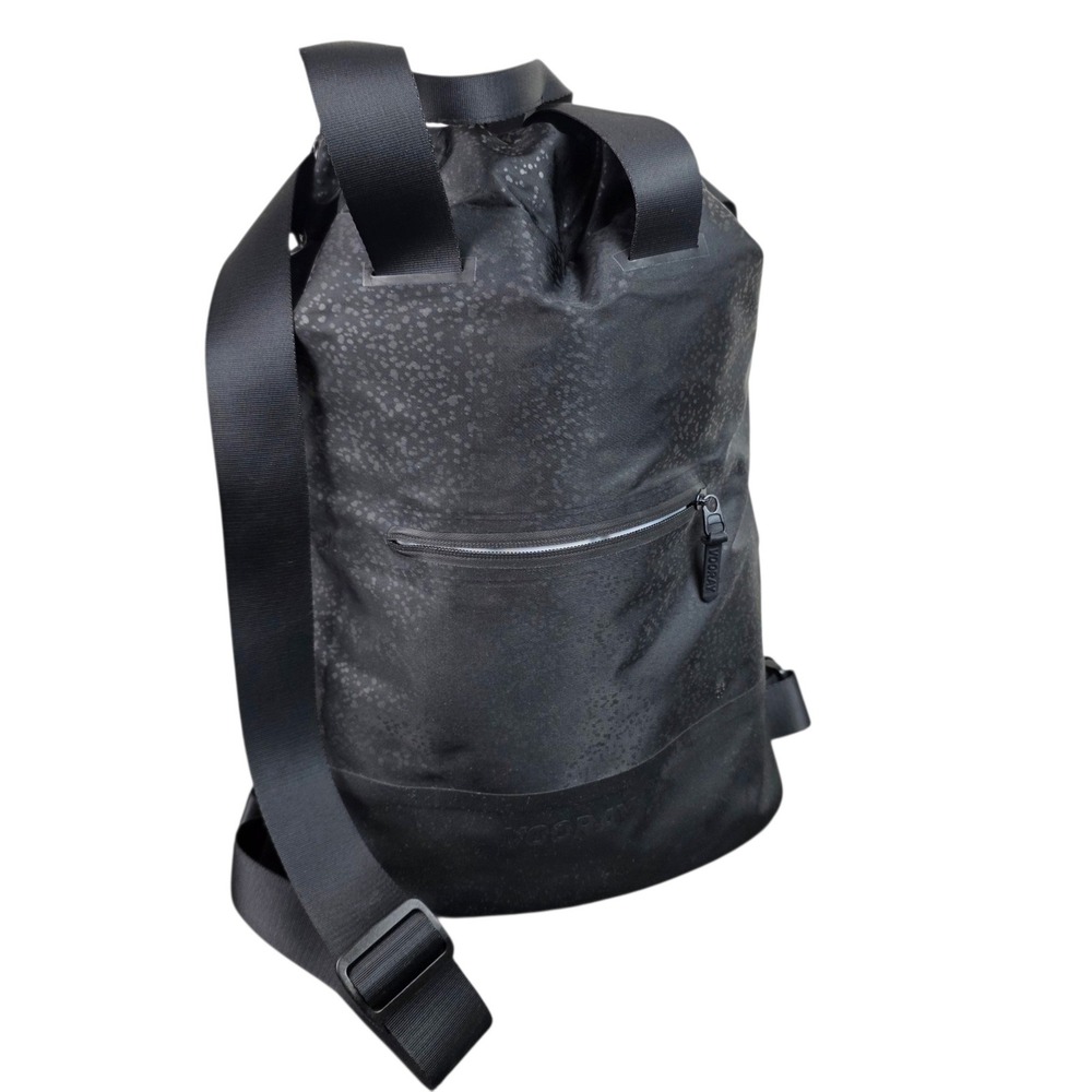 Vooray Drawstring Backpack Unisex OS Black Good Tonal Leopard Print Gym Bag